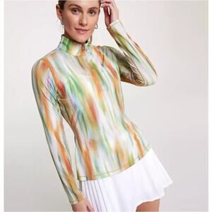 CALIA Women's Filtered Flora Multi Tissue Texture 1/4 Zip Golf Pullover Size L